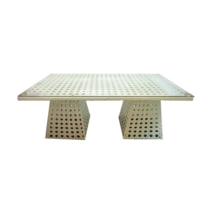 White glass top table