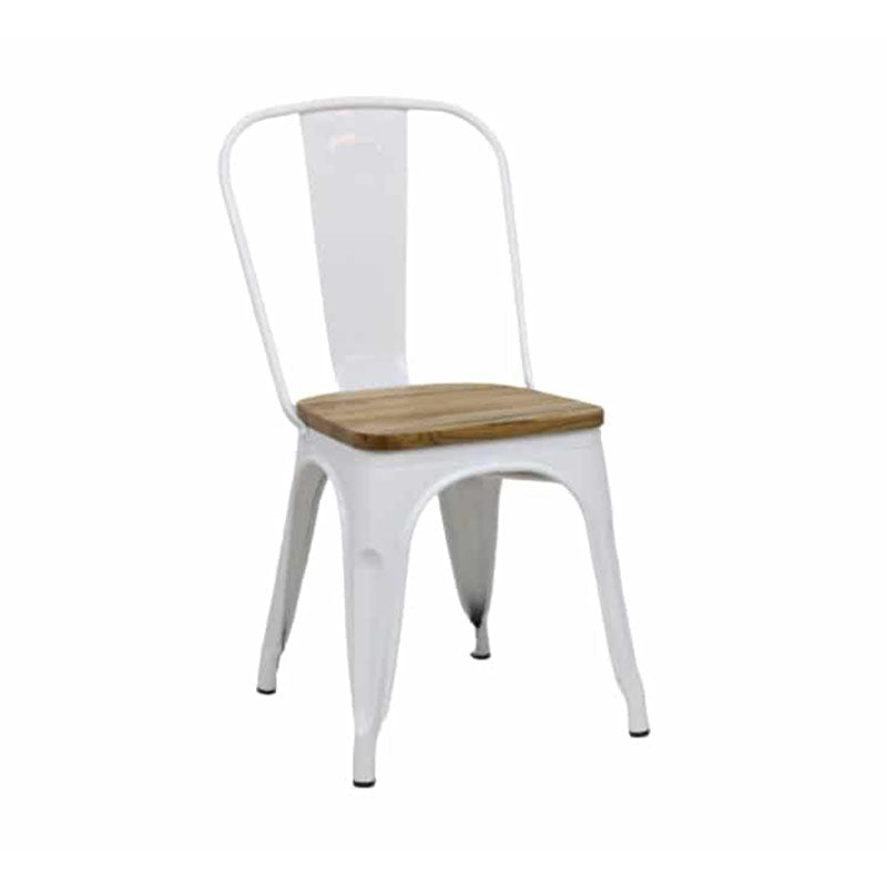 High Back Tolix Chair With Wooden Seat