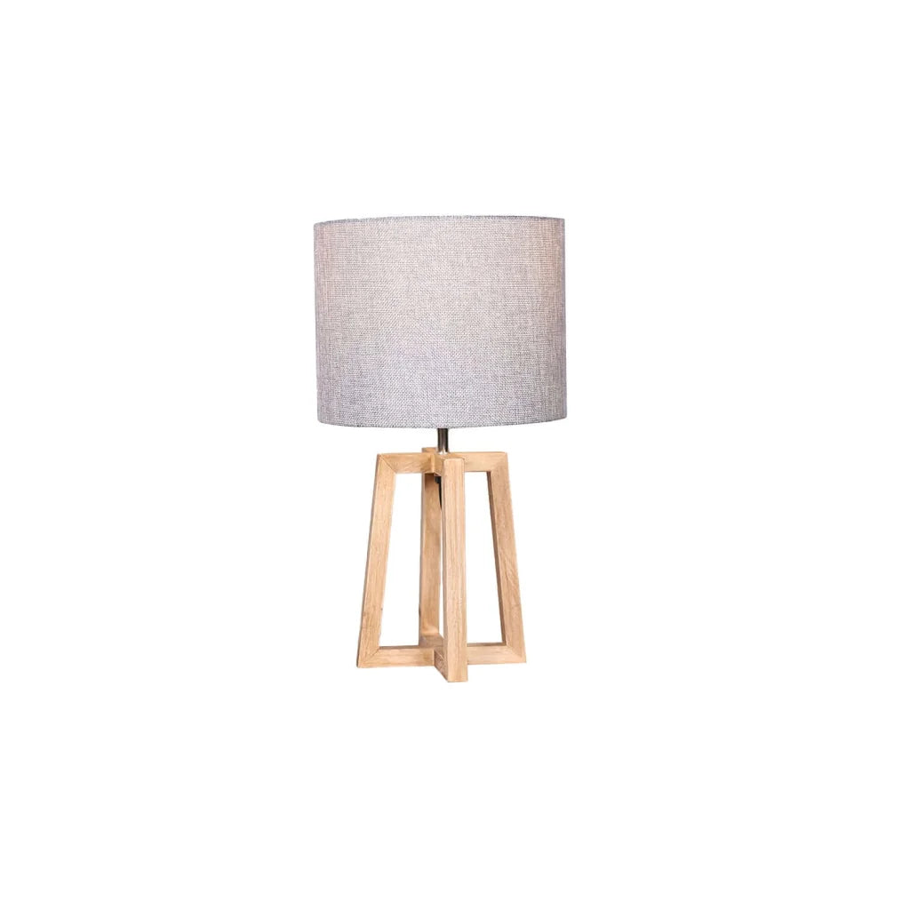 Alenjandro Light Oak Base - Grey Fabric Shade
