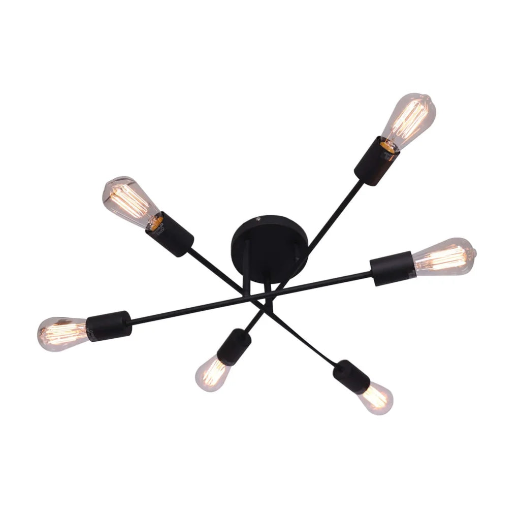 Aubergine Black Metal 6 Light Chandelier