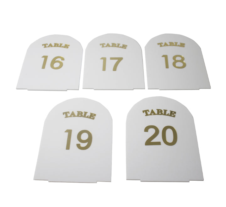 Table Numbers White 1-20