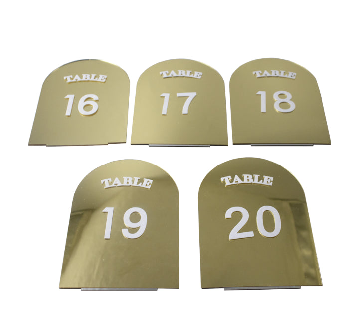 Table Numbers Gold 1-20