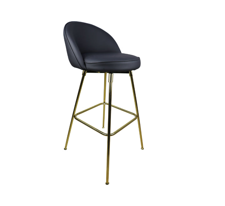 Bar Stool PU Leather with Gold legs - Black