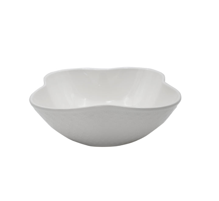 White Ceramic Bowl Flower Pattern