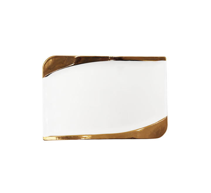 Ceramic Platter White/Rose Gold