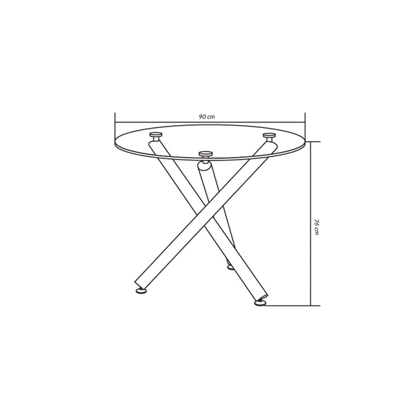 Janney 90cm Round 10mm Temp Glass Top Dining Table