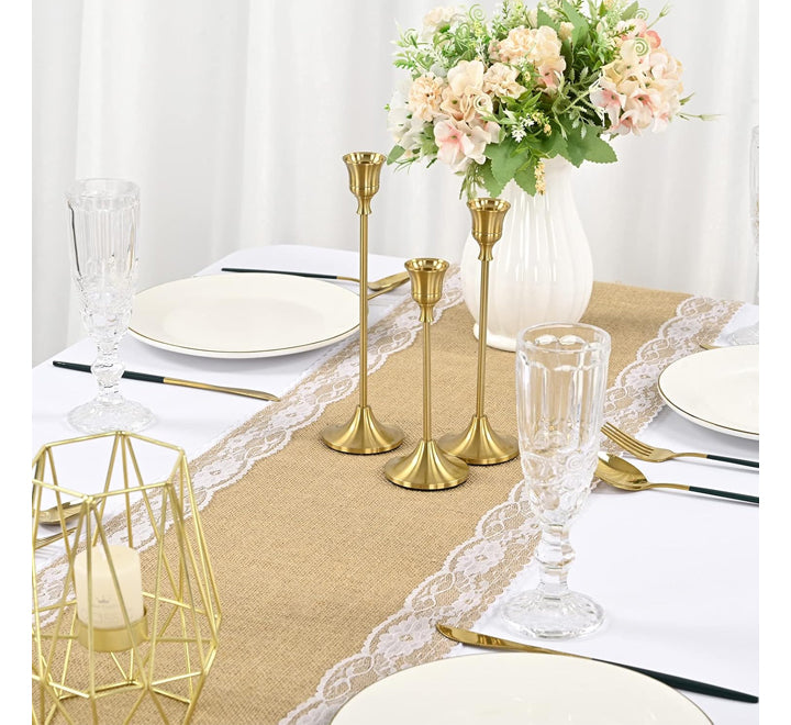Hessian Table Runner with Lace 2.75m