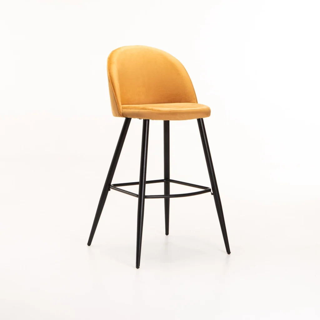 Extreme Velvet Barstool - Mustard