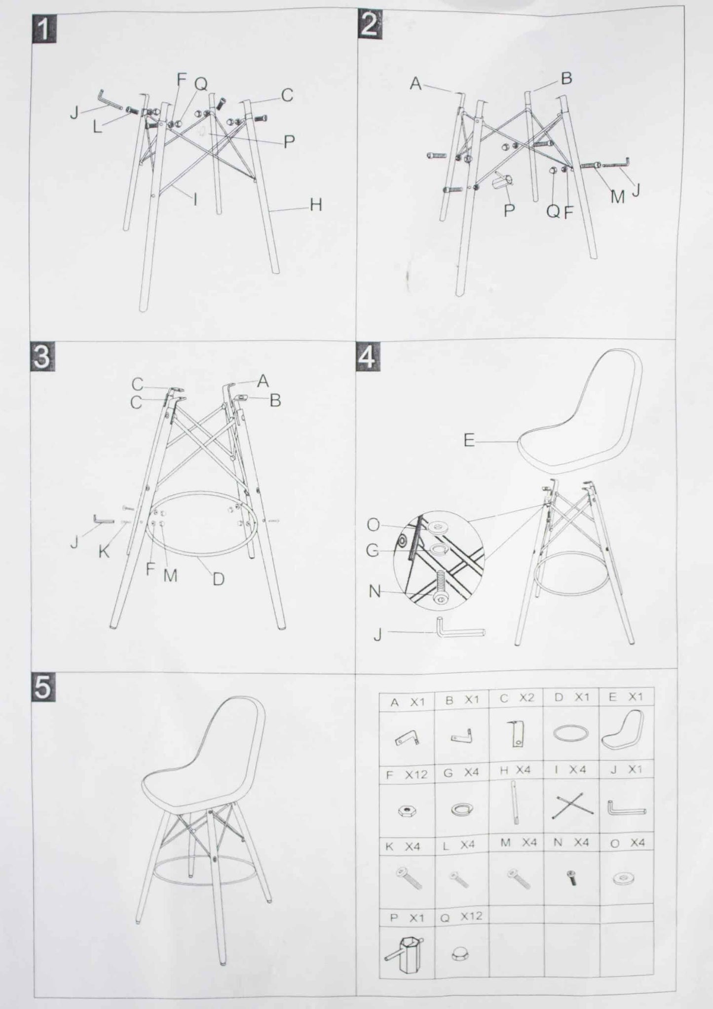 Replica Eames Bar Chair - Black