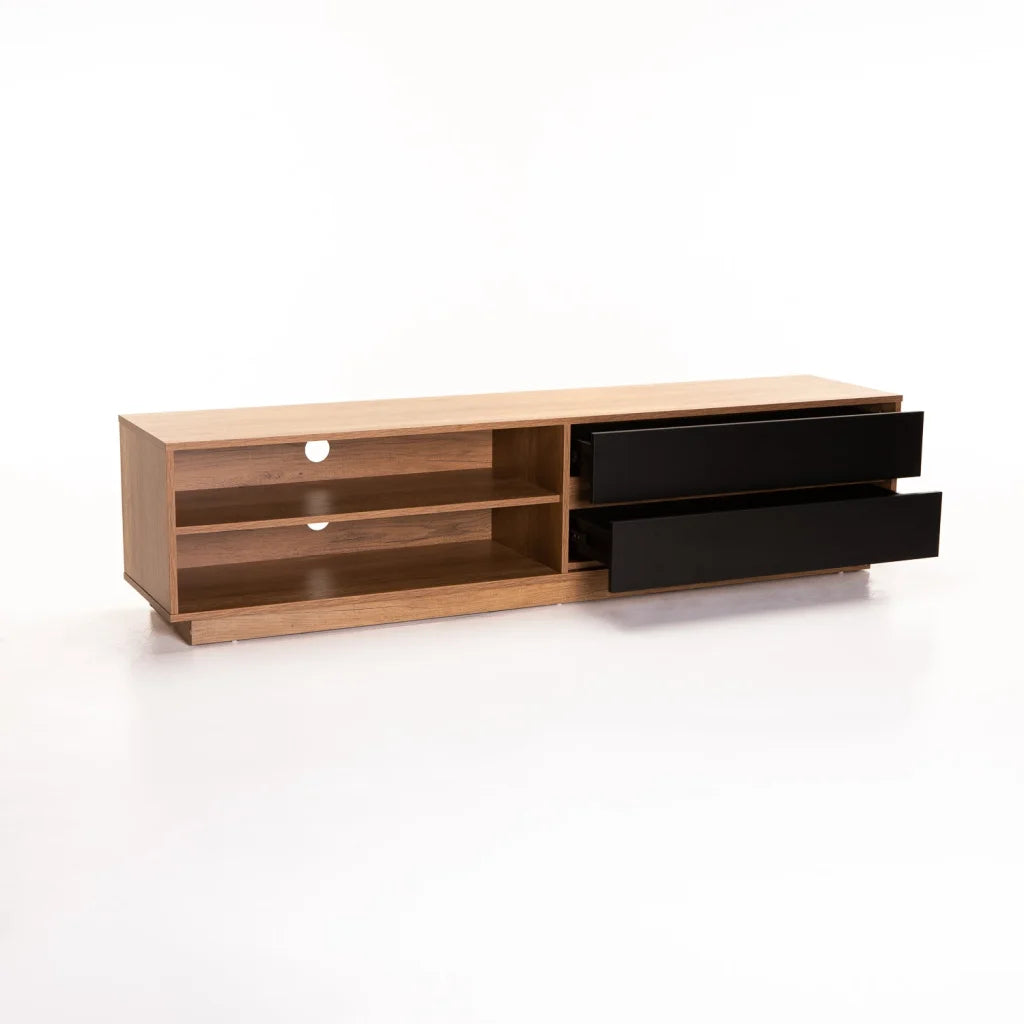 Jicama 180cm 2 Drawer TV Unit - Wild Oak / Black