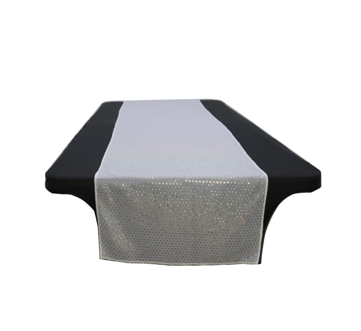 Table Runner Disco Fabric White/Silver