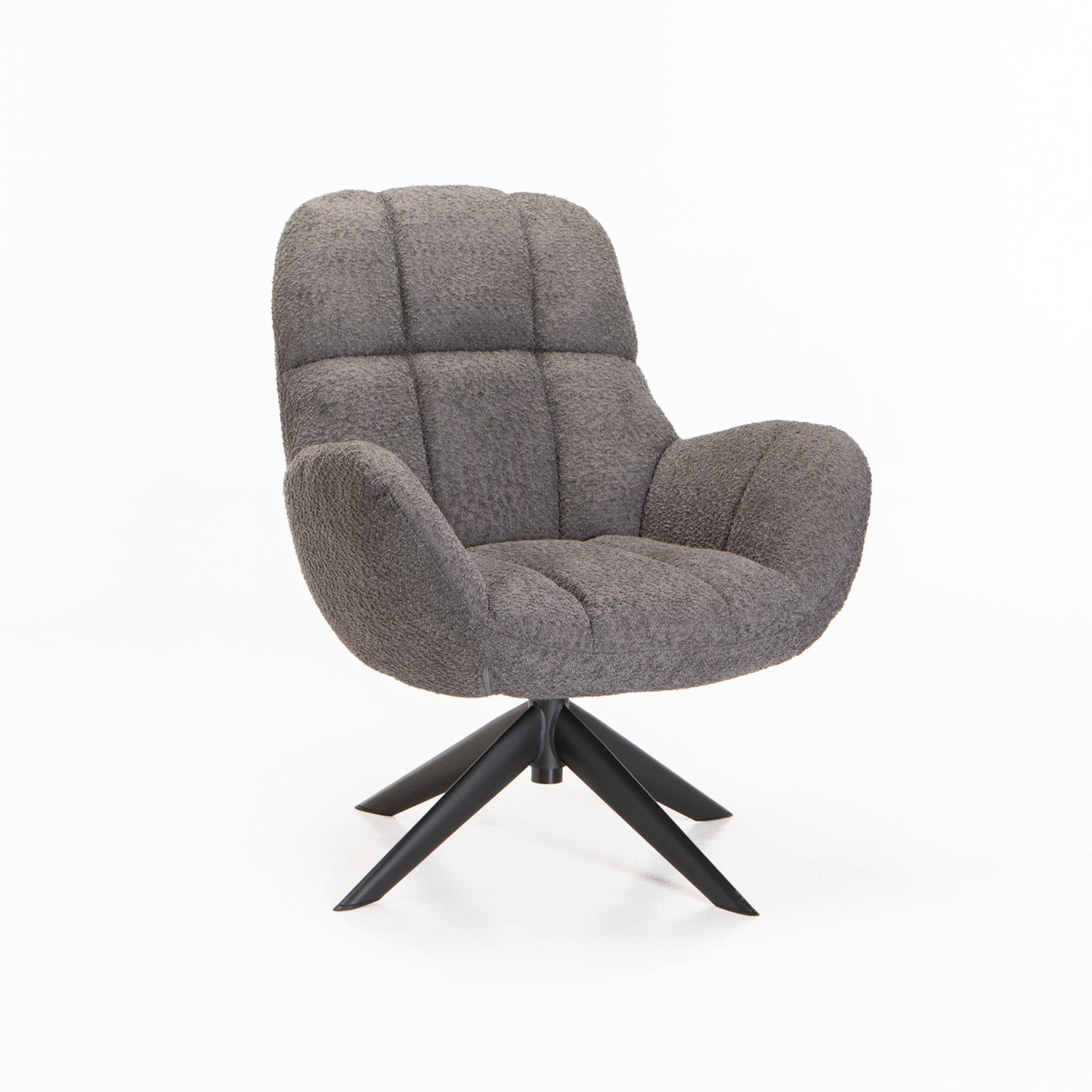 Leroy Boucle Fabric Swivel Chair - Grey