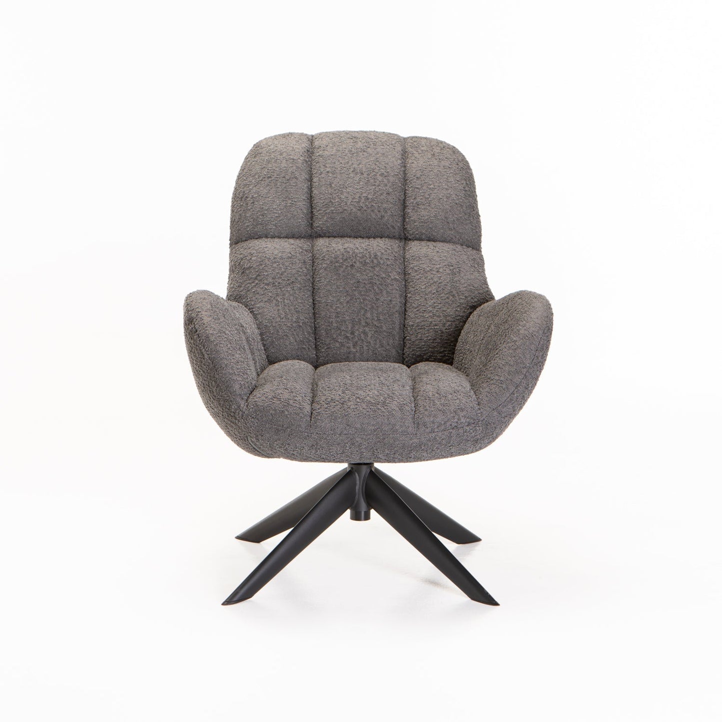 Leroy Boucle Fabric Swivel Chair - Grey