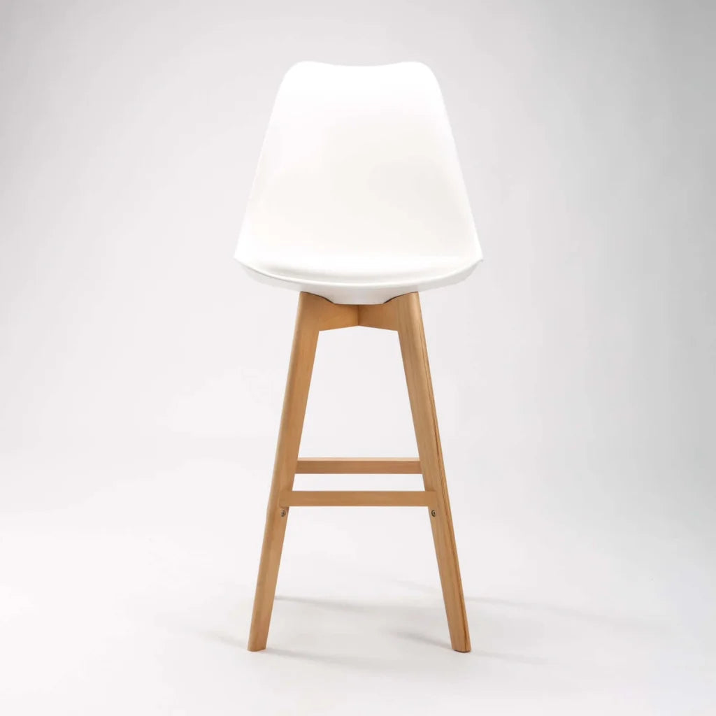 Lica Wooden Leg Barstool - White