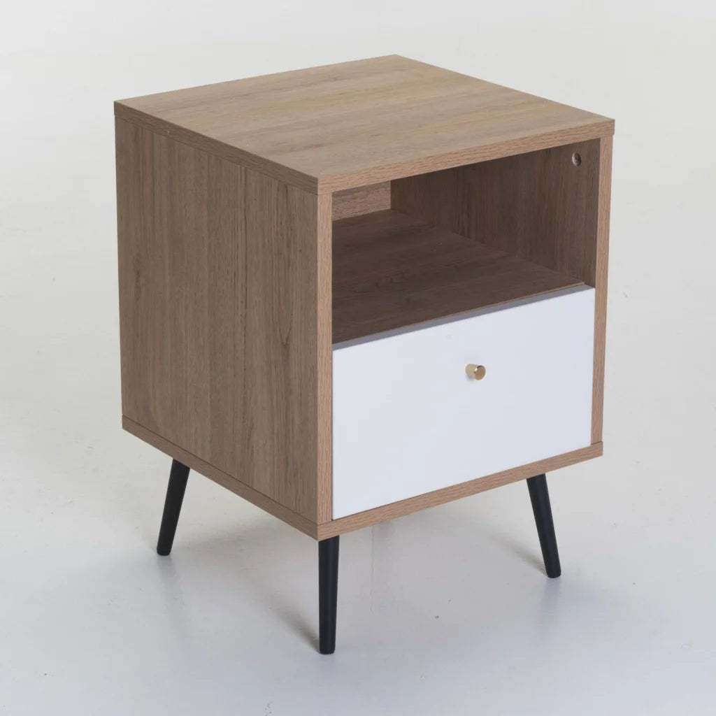 Markini 1 Drawer Pedestal - Oak / White