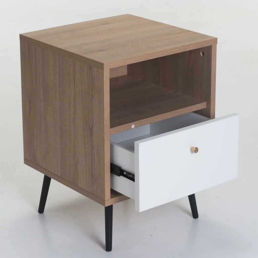 Markini 1 Drawer Pedestal - Oak / White