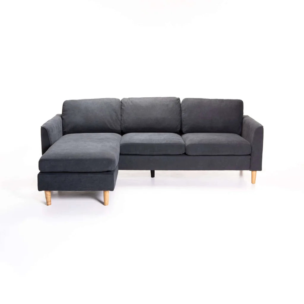 Nakami Fabric Corner Chaise - Grey / Natural