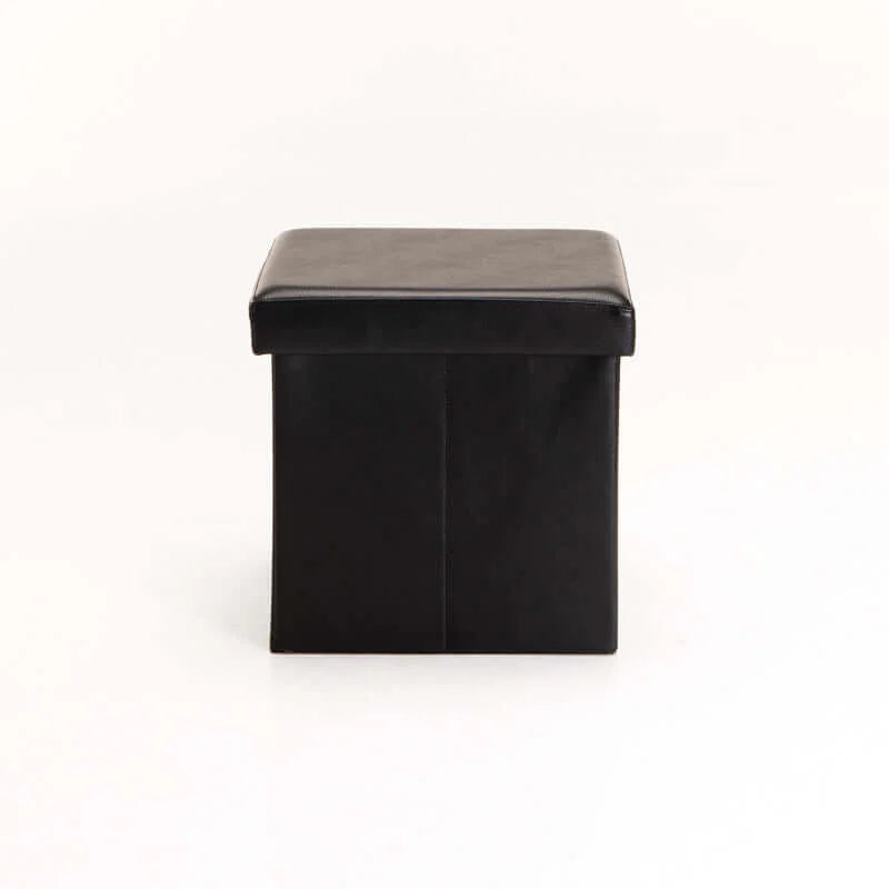 Naome Leather Touch Single Ottoman - Black