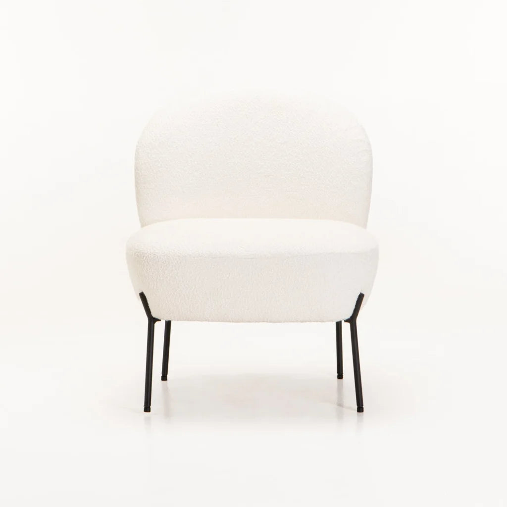 Ojal Boucle Fabric Chair - Cream
