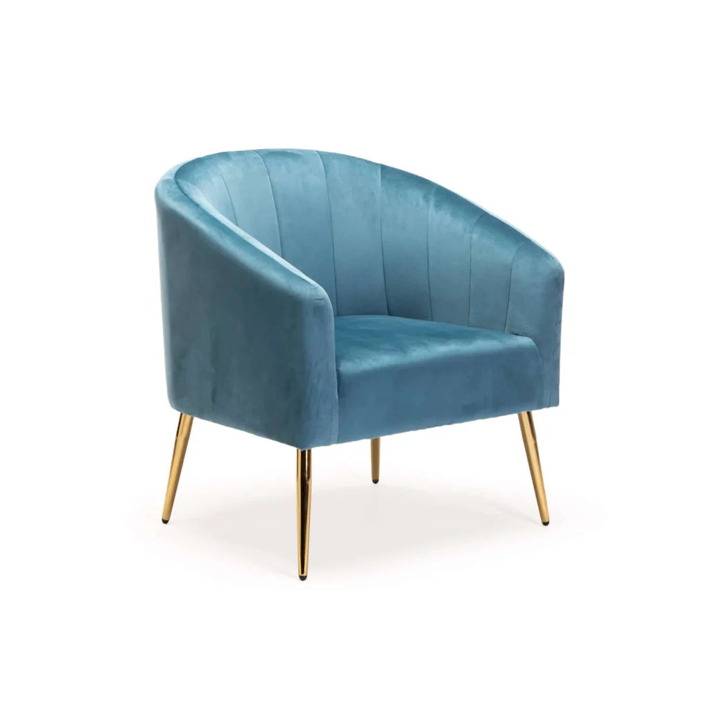 Udaya Velvet Armchair With Gold Leg