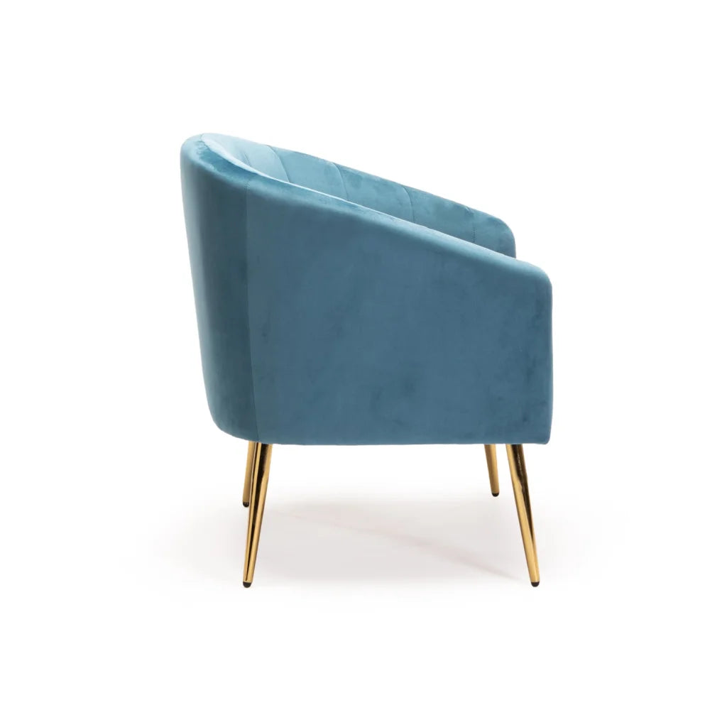 Udaya Velvet Armchair With Gold Leg