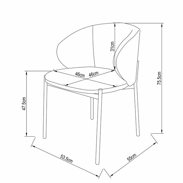 Lukie Fabric Dining Chair - Cream