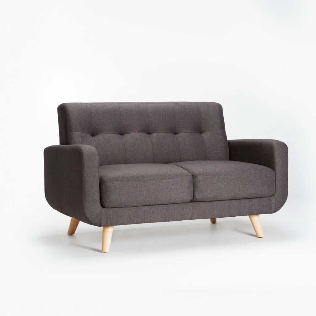Pejane Fabric 2 Seater Couch - Grey / Nat Leg