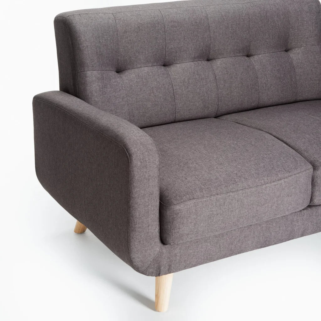 Pejane Fabric 2 Seater Couch - Grey / Nat Leg