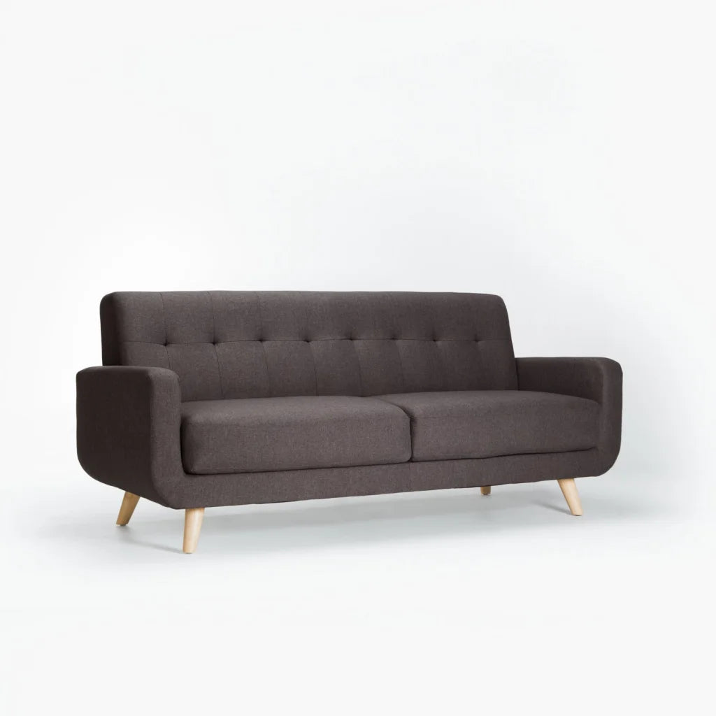 Pejane Fabric 3 Seater Couch - Grey / Nat Leg