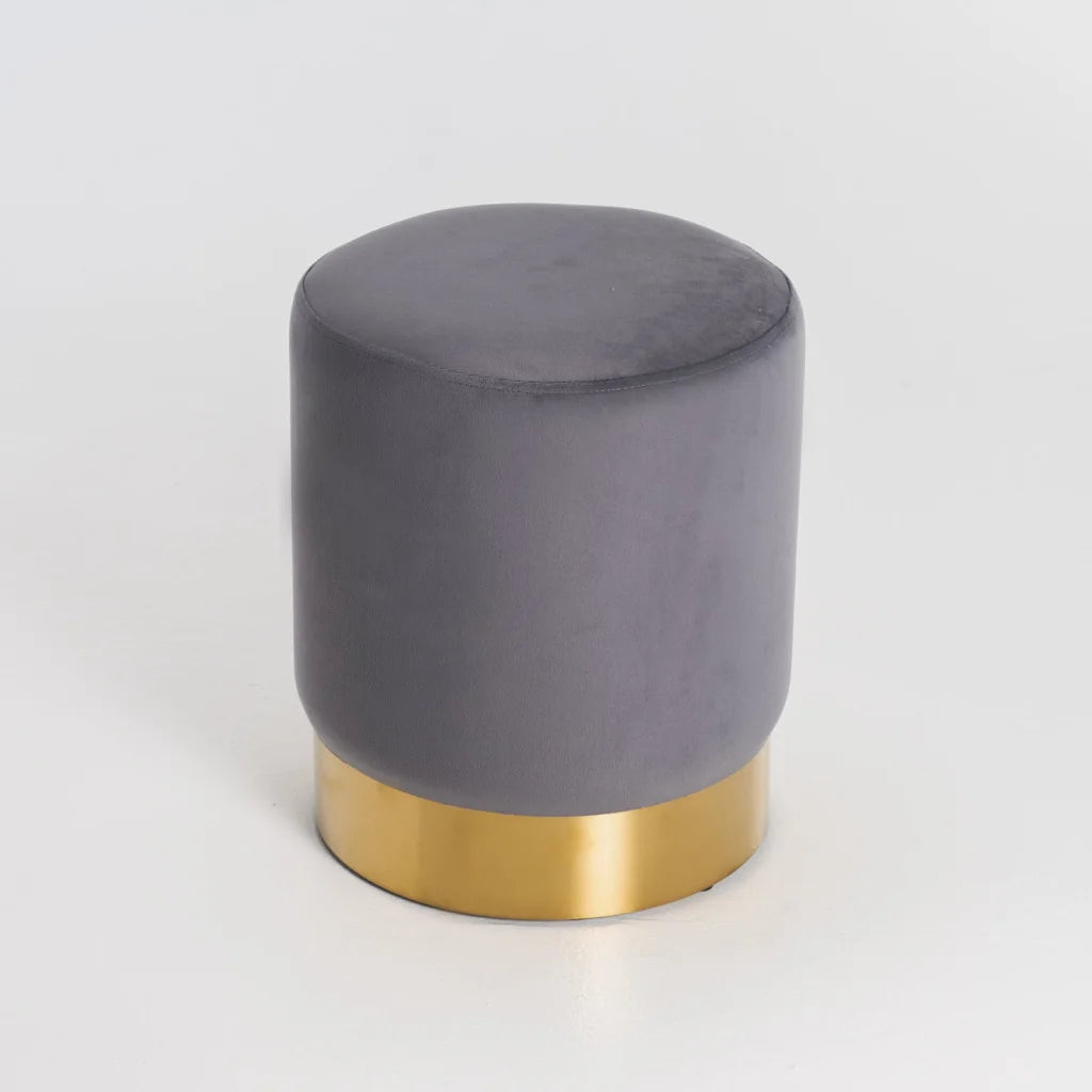 Raikie Velvel Ottoman - Grey