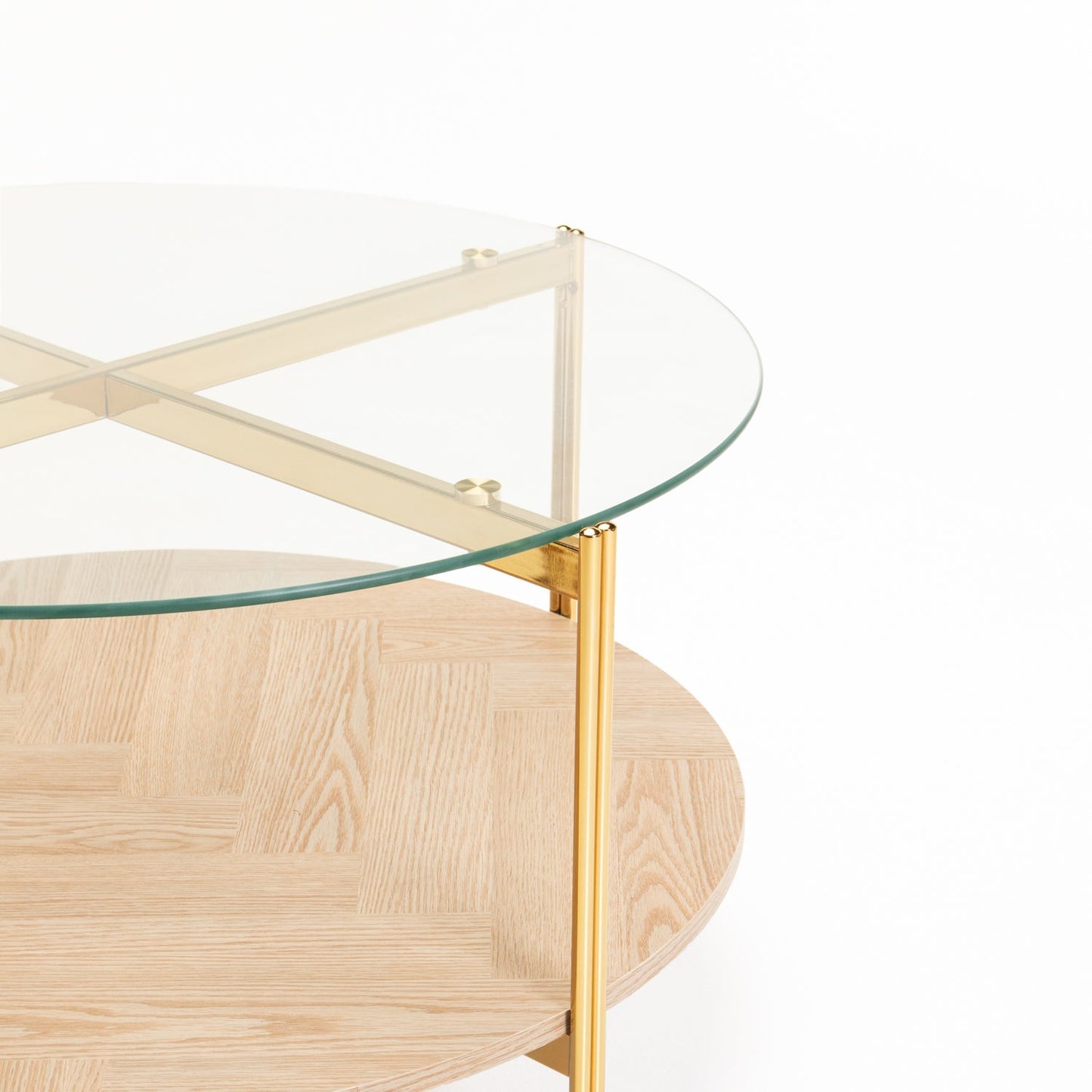 Amaretto 80cm Round Coffee Table - Gold/Oak