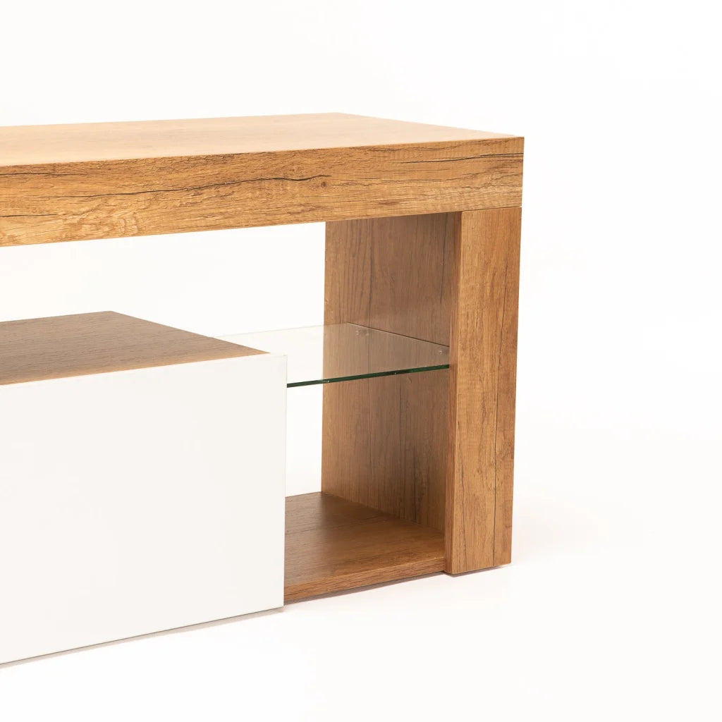 Konjac 160cm TV Unit - Wild Oak / White