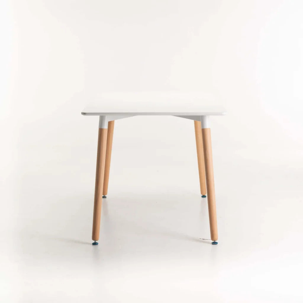 Benzie Wooden Leg Dining Table - White - 80 x 80 cm (4 Seater)