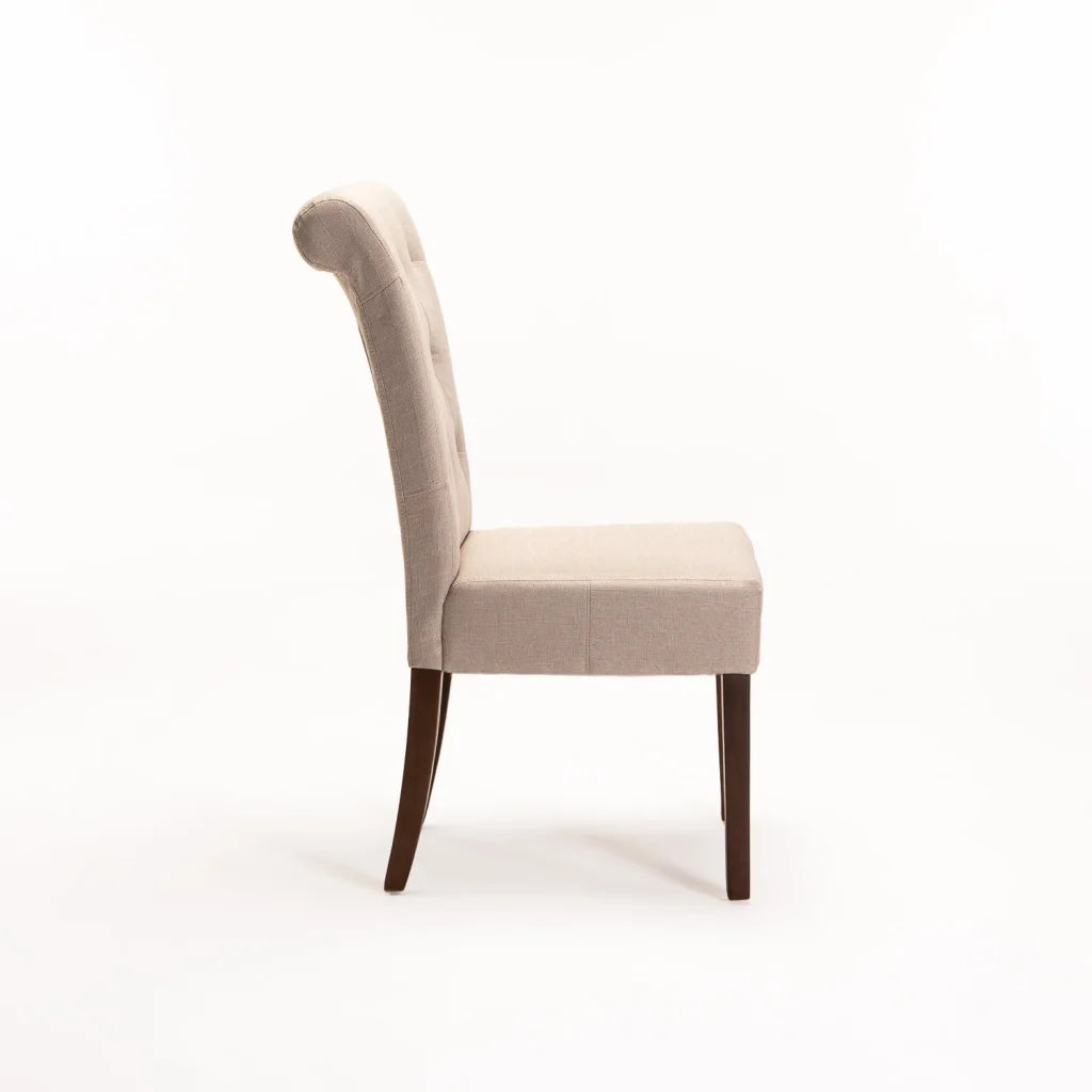 Tapas Fabric Dining Chair - Cream / Walnut