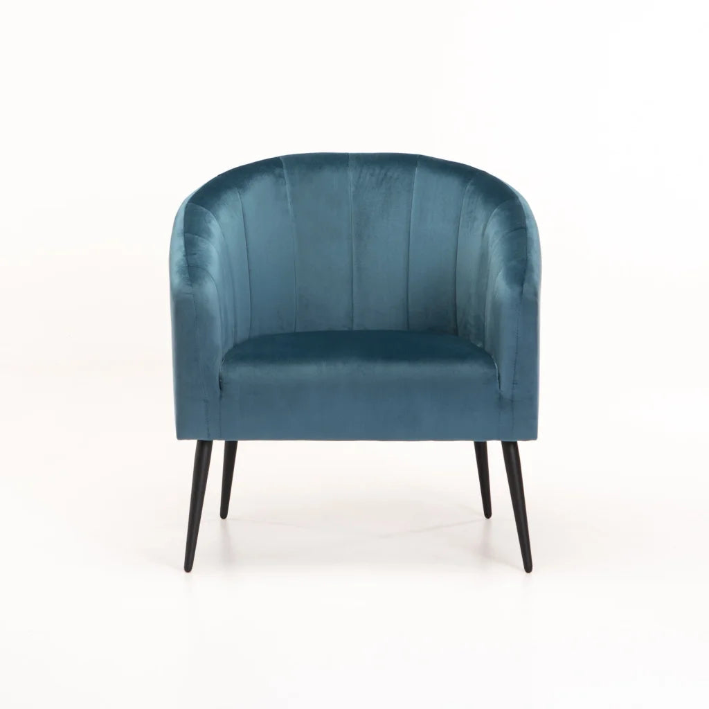 Abhilasha Velvet Chair - Black Leg - Blue