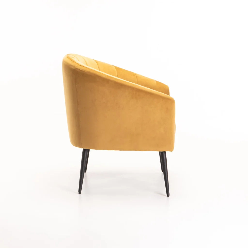 Abhilasha Velvet Chair - Black Leg - Mustard