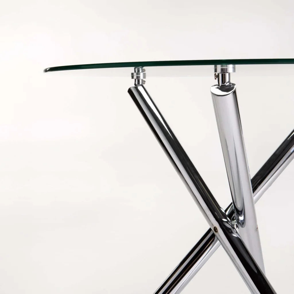 Janney 90cm Round 10mm Temp Glass Top Dining Table
