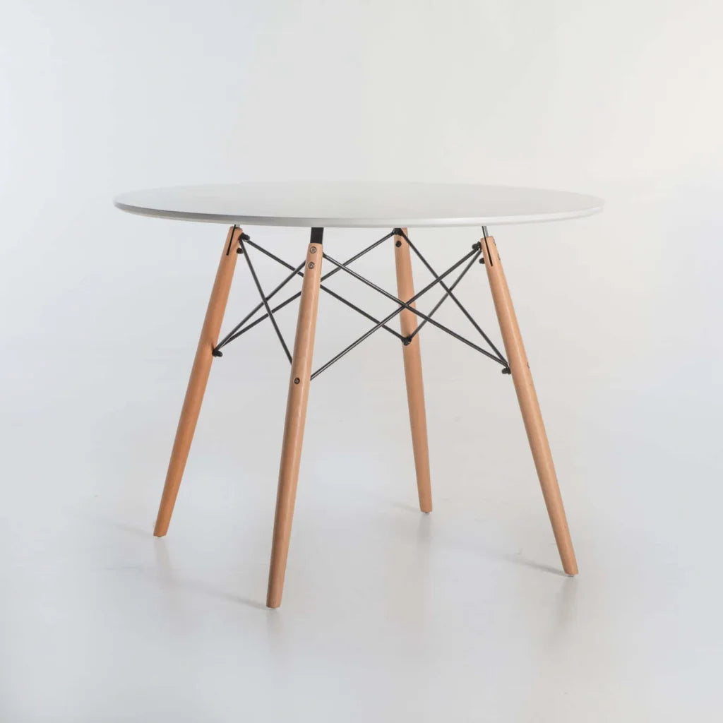 Andy Round Wooden Leg Table - Dark Grey