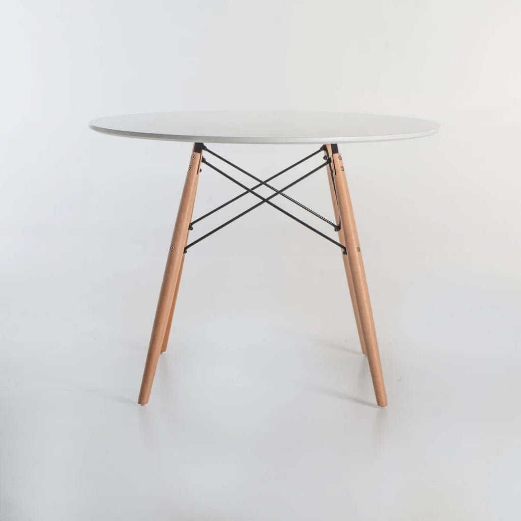 Andy Round Wooden Leg Table - Dark Grey