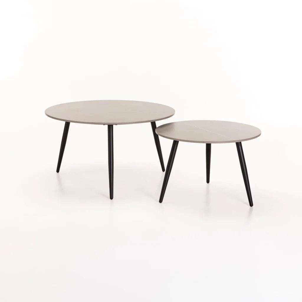 Cognac Set Of 2 Stone Top Coffee Table - Grey