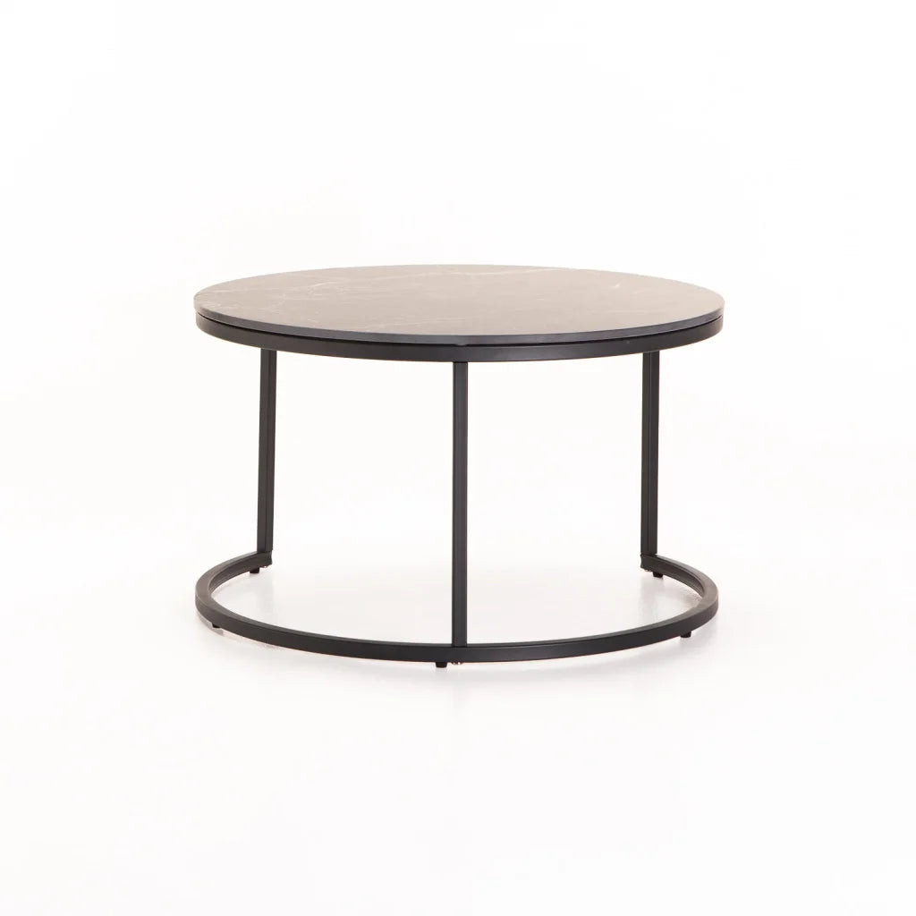 Colada Set Of 2 Stone Top Coffee Table - Black Leg