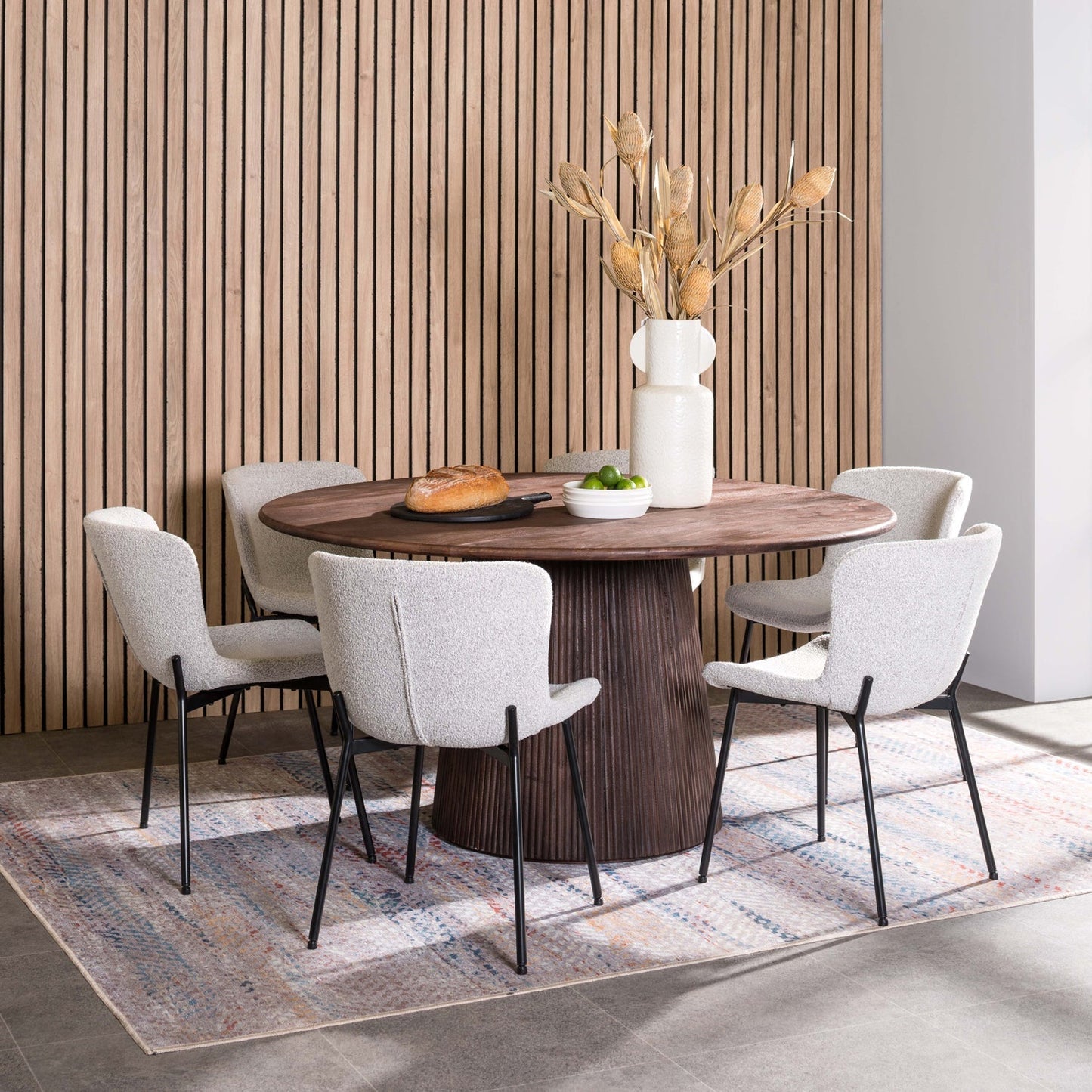 Chipo 150 Round Solid Wood Dining Table- Dark Brown