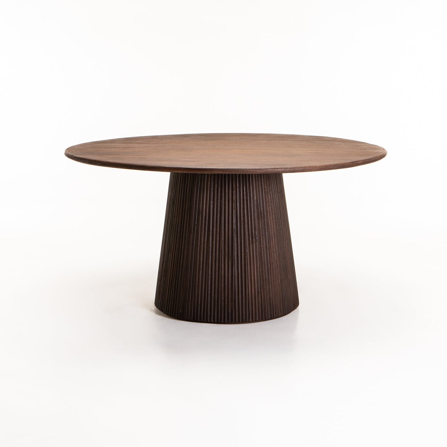 Chipo 150 Round Solid Wood Dining Table- Dark Brown