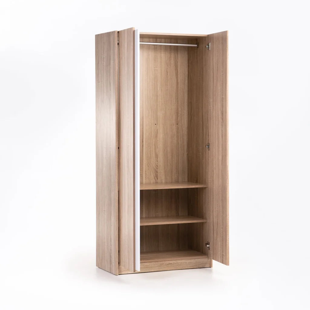 Dustu 2 Door Robe - White / Oak
