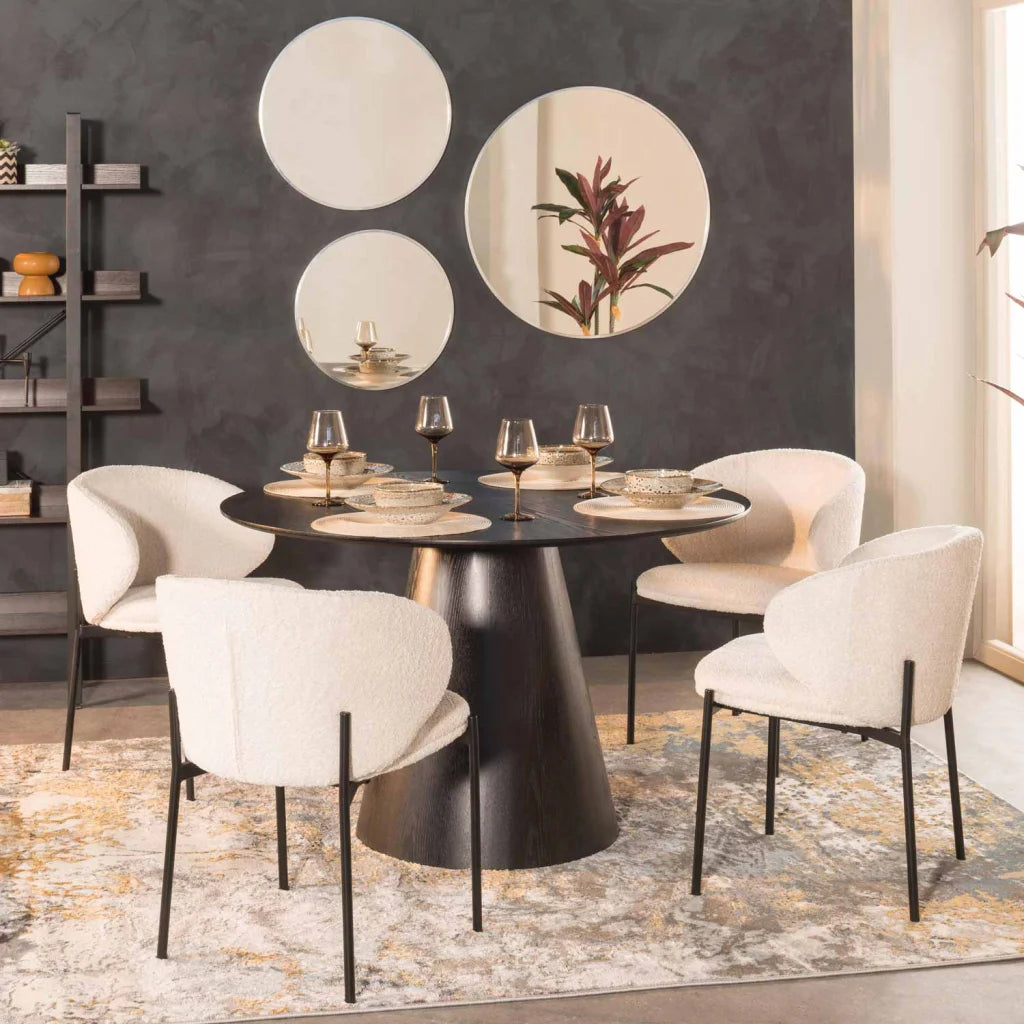 Tobby 120cm Round Dining Table - Black