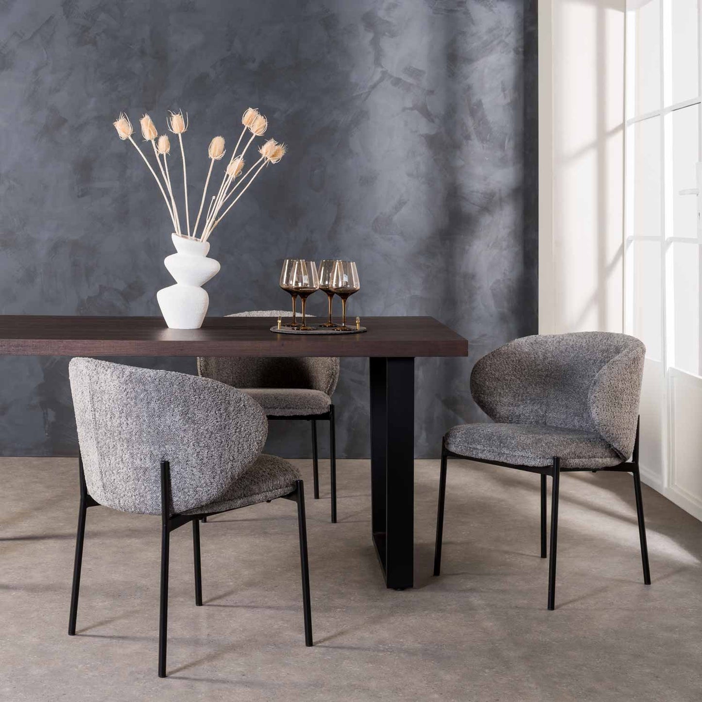 Lukie Fabric Dining Chair - Grey