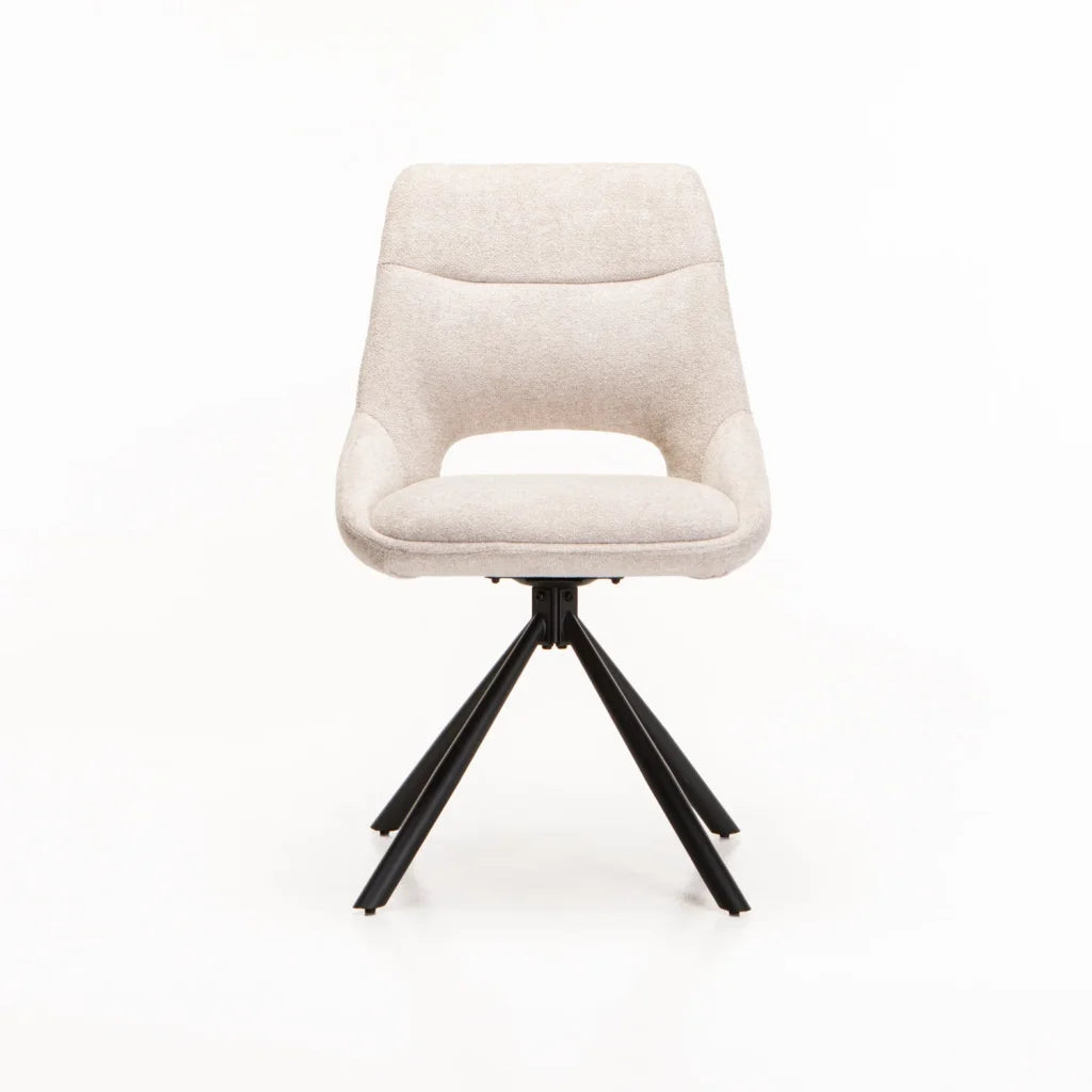 Piatto Fabric Swivel Dining Chair - Cream