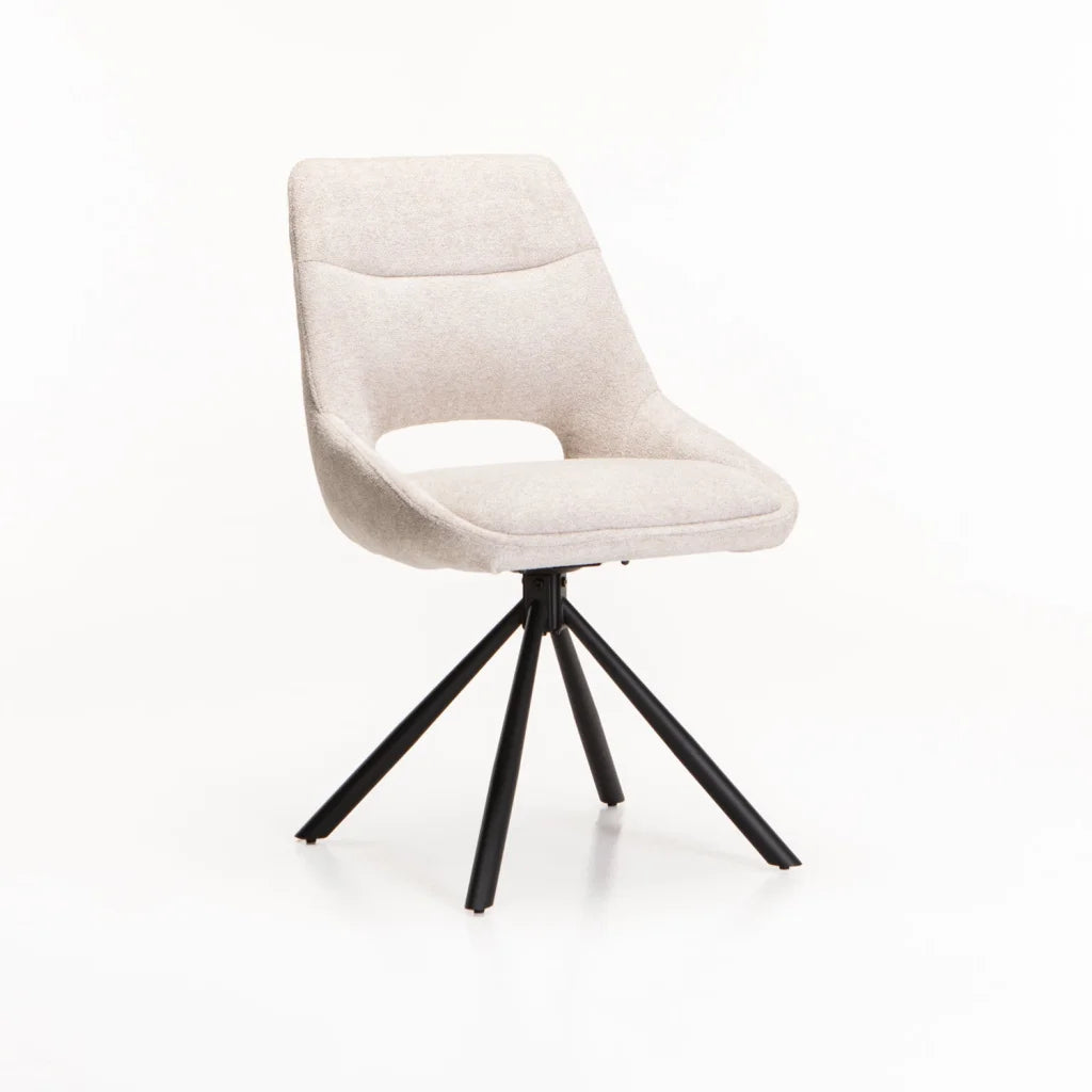 Piatto Fabric Swivel Dining Chair - Cream