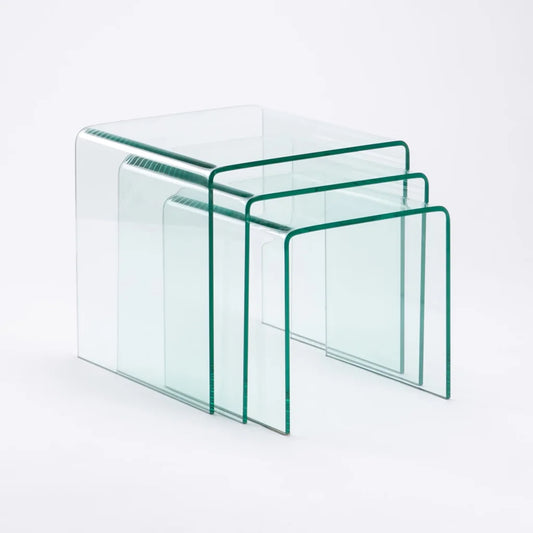 Clear Flute Regal Side Table - 3Piece