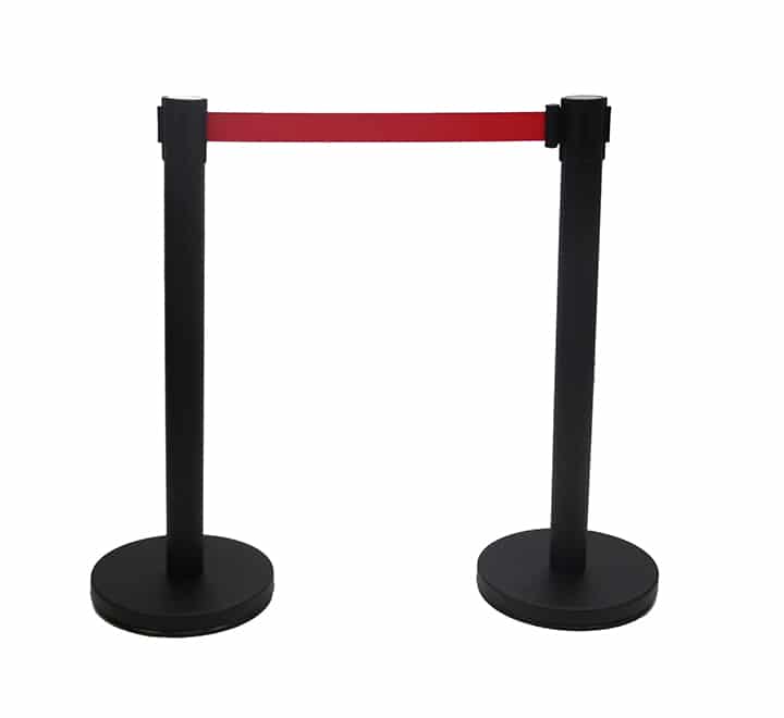 Black Retractable Queue Barrier